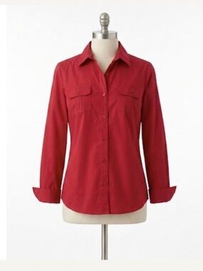 Women's Chico's Button-Down Shirt‎ Size 2 Medium Red